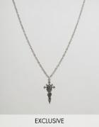 Reclaimed Vintage Inspired Necklace With Gothic Cross - Silver