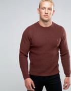 Farah Sweater With Rib In Slim Fit Red - Red