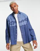 Tommy Jeans Logo Cotton Blend Denim Long Sleeve Shirt - Mblue