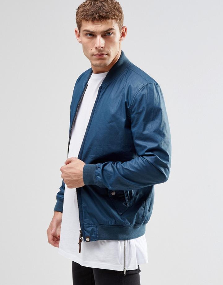 Pretty Green Bomber Jacket In Navy - Blue