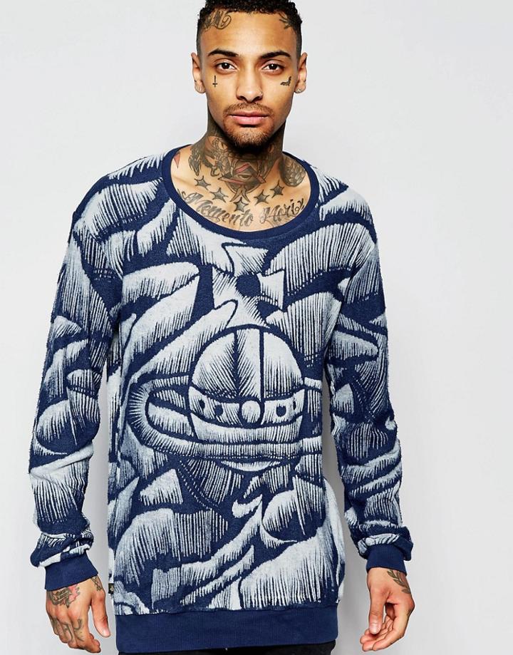 Vivienne Westwood Anglomania Sweatshirt With Large Orb Print - Blue