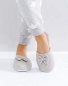 Greentreat Waffle Bow Trim Slipper - Gray