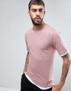Hoxton Denim Layered T-shirt - Pink