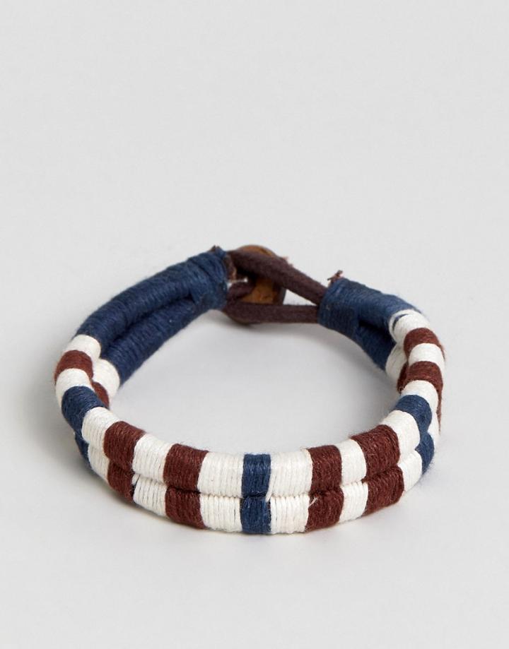Jack & Jones Cotton Leather Woven Bracelet - Multi