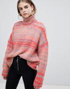 Bershka Multi Stripe Knitted Rollneck Sweater - Multi