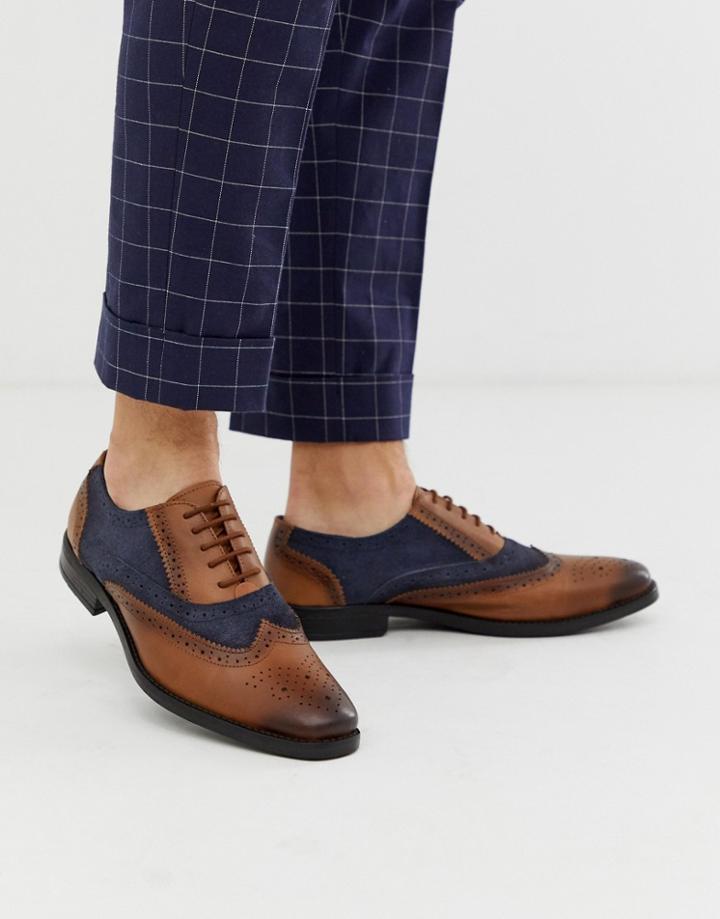 Redfoot Leather Lace Up Shoe In Navy And Brown