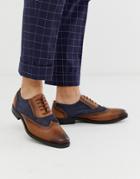 Redfoot Leather Lace Up Shoe In Navy And Brown