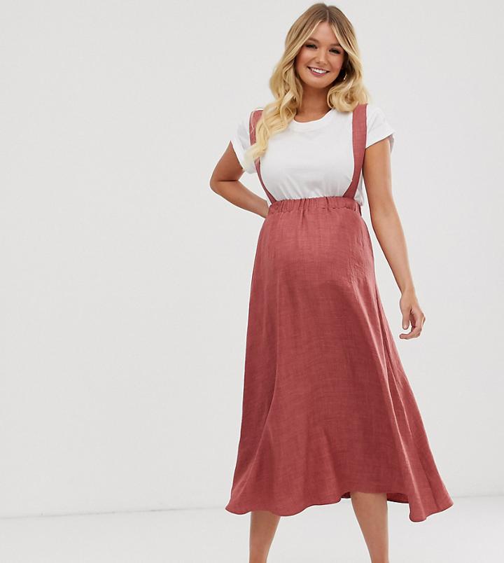 Asos Design Maternity Jumper Dress Midi Skirt - Pink
