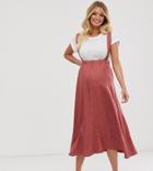 Asos Design Maternity Jumper Dress Midi Skirt - Pink
