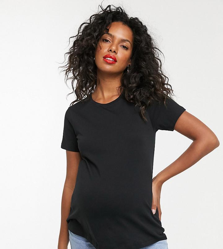 Asos Design Maternity Ultimate Organic Cotton Crew Neck T-shirt In Black