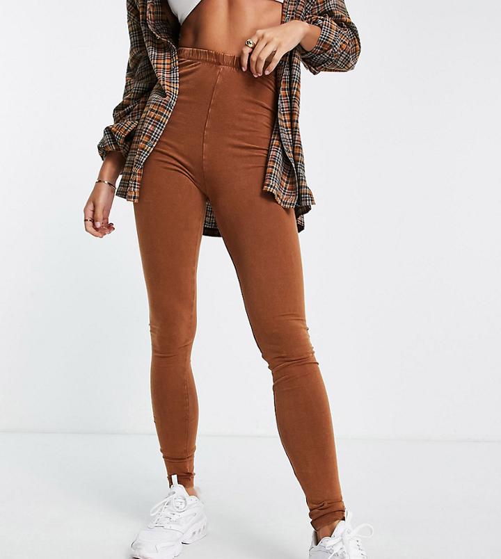 Asos Design Tall Legging With High Waist In Washed Brown-green