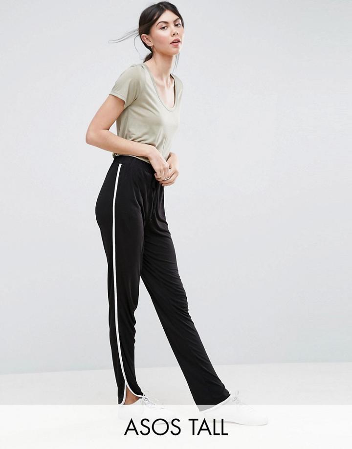Asos Tall Contrast Bind Curved Hem Joggers - Multi