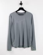 Nike Running Dri-fit Run Division Flash Long Sleeve Top In Gray
