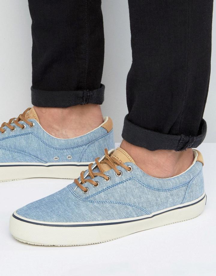 Sperry Striper Linen Sneakers - Blue