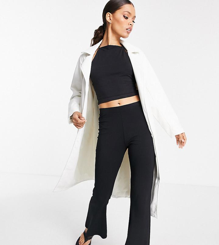 Threadbare Petite Lynda Pu Belted Trench Coat In Cream-white