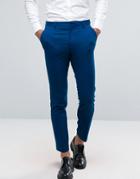 Asos Skinny Suit Pant In Blue Micro Texture - Blue