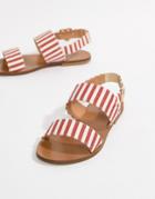 Love Moschino Stripe Flat Sandals - Red