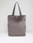 Max & Co Quilted Velvet Tote Bag - Gray