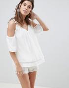 River Island Cold Shoulder Blouse-cream