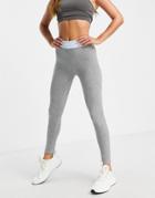 Asos 4505 Legging With Ruched Waist Detail In Cotton - Gray-grey