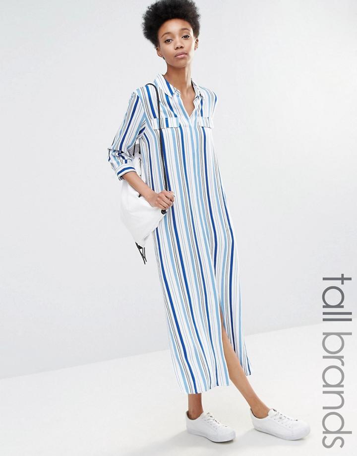 Adpt Tall Side Split Stripe Shirt Dress - Multi