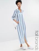 Adpt Tall Side Split Stripe Shirt Dress - Multi
