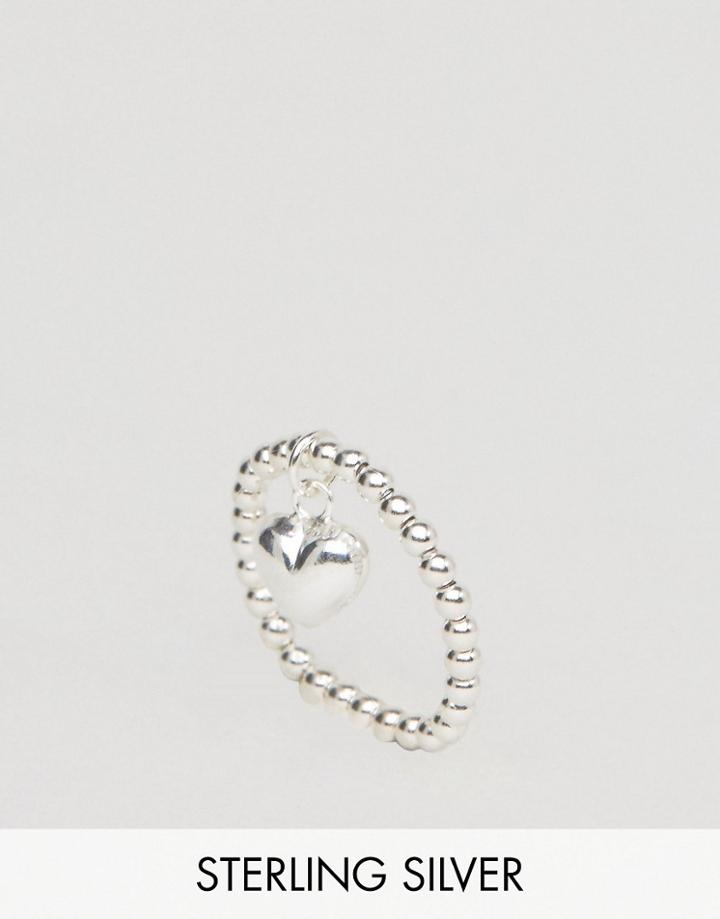 Asos Sterling Silver Heart Charm Ring - Silver