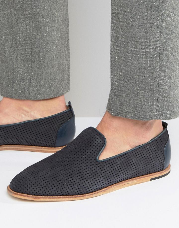 Hudson London Vista Suede Loafers - Navy