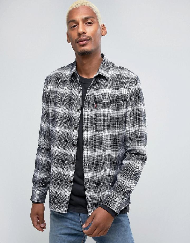 Levis Skateboarding Plaid Check Riveter Shirt In Standard Fit - White