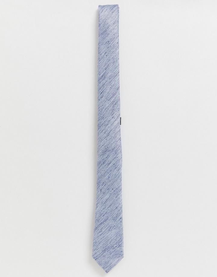 Asos Design Wedding Slim Tie In Textured Blue - Blue