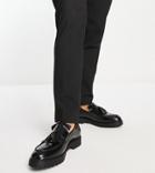 Red Tape Wide Fit Chunky Tassel Loafers In Black High Shine Leather