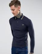 Fred Perry Reissues Twin Tipped Long Sleeve Polo Shirt In Navy - Navy
