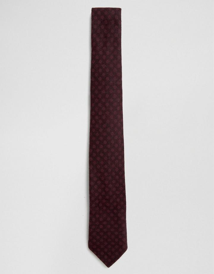Noak Faint Spot Slim Blade Tie - Red