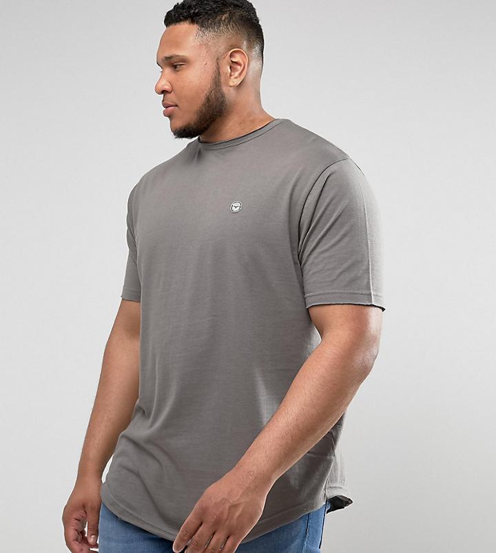 Le Breve Plus Logline Curved Hem Marl T-shirt - Gray