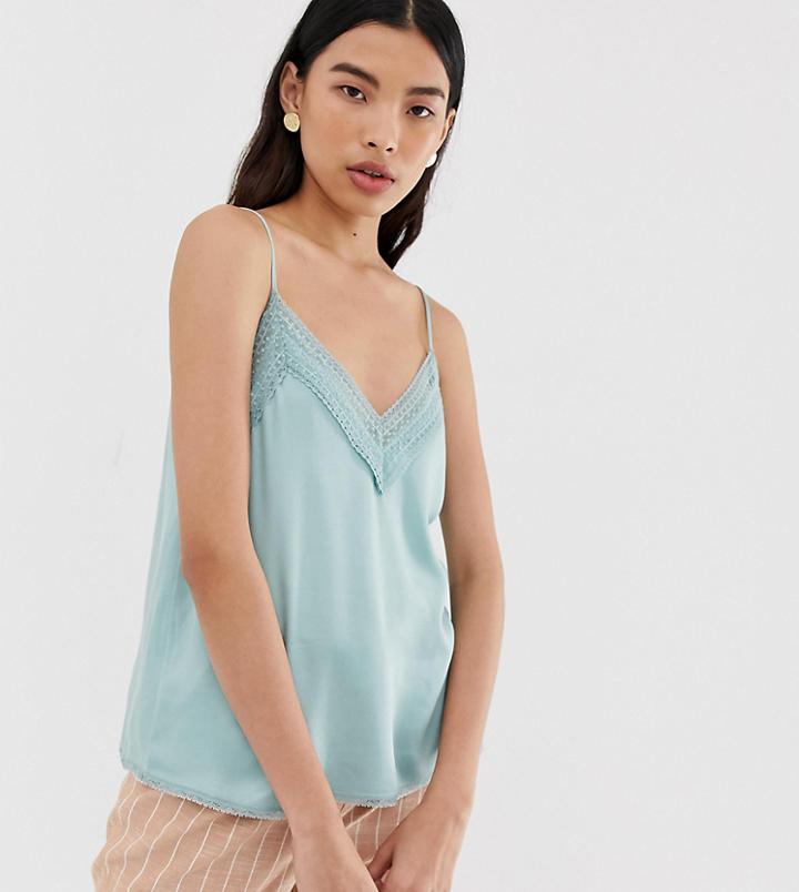 Stradivarius Broderie Cami In Blue - Blue
