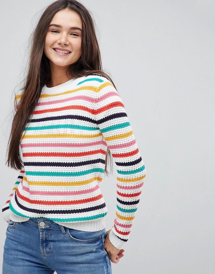 Brave Soul Bright Stripe Sweater - Cream