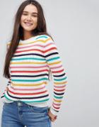 Brave Soul Bright Stripe Sweater - Cream