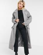 Asos Design Luxe Brushed Maxi Coat In Gray-blue