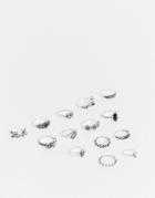 Ego Stacking Ring Multipack In Silver With Black Opal Stones