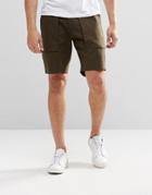 Asos Long Length Shorts With Pockets In Khaki - Glocal