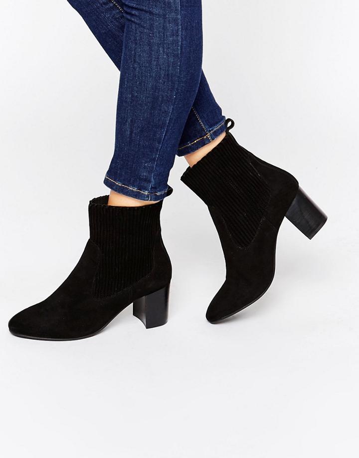 Carvela Suede Kitten Heel Boot - Black