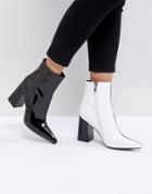 Public Desire Chaos Black And White Contrast Ankle Boots - Multi