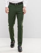 Asos Skinny Smart Pants In Dark Green - Green