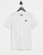 Nike Club Tonal Camo Print T-shirt In White