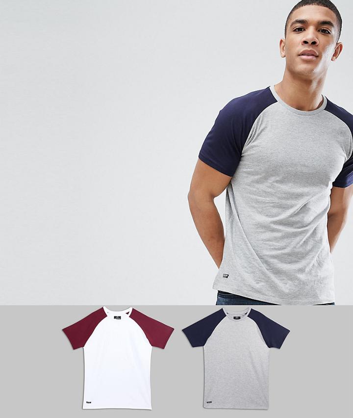 Threadbare 2 Pack Raglan T-shirt - Gray