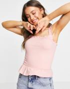 New Look Shirred Tank In Light Coral-orange