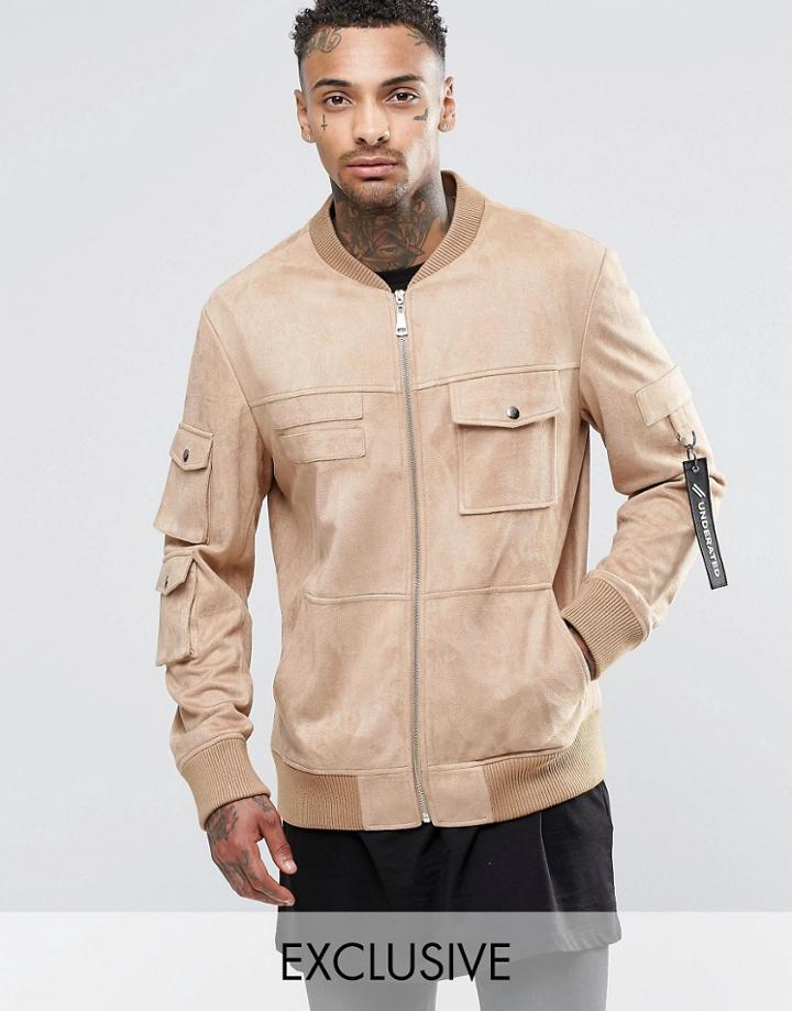 Underated Faux Suede Utility Jacket - Stone
