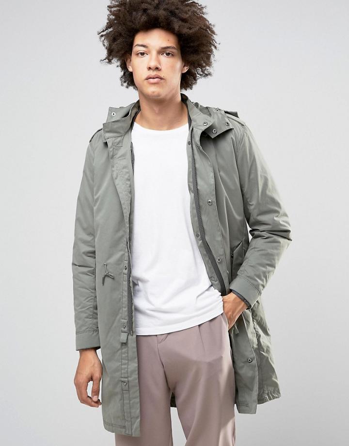 Selected Homme Premium Parka With Removable Bomber Jacket - Gray