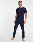 Jack & Jones T-shirt And Pants Lounge Set In Navy
