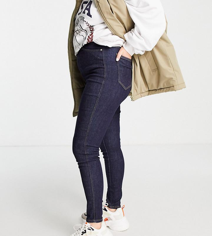 Dr Denim Plus Moxy High Waist Skinny Jeans In Dark Blue-blues